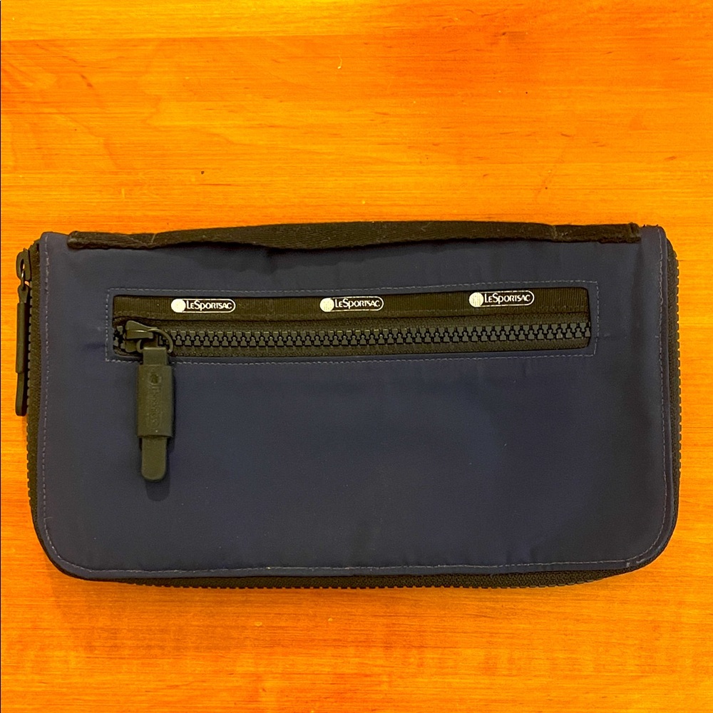 LeSportsac Midnight Blue Nylon Travel Organizer Wallet Passport Case with Handle